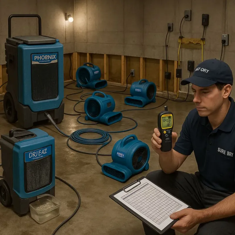 Structural Drying and Dehumidification process in Plymouth, MA